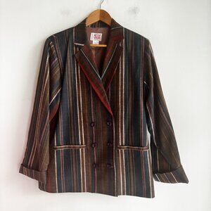 Vintage Mister Leonard Striped Linen Blend Blazer 10
